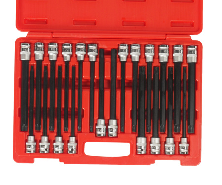 Набор бит-головок 1/2" 6-ти гранных HEX H5-H12,TORX T40-T70, SPLINE M8-M10,RM8-RM14 22 предмета JTC